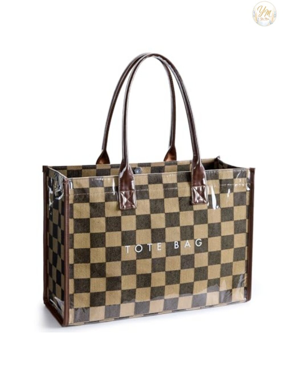 PVC Tote Bag Transparent Waterproof Large Top Handle Foldable Travel